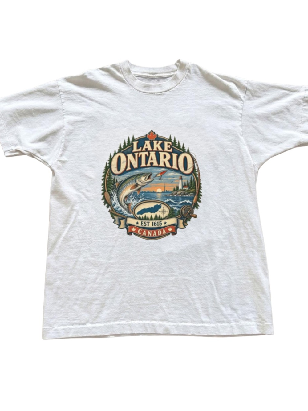 Gildan Lake Ontario Graphic Crewneck T-Shirt - White